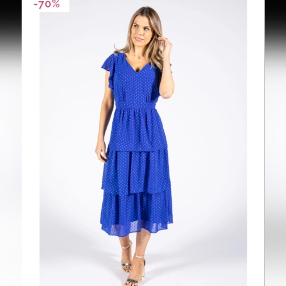 Julia Jordan Royal Blue Ruffle Midi Dress